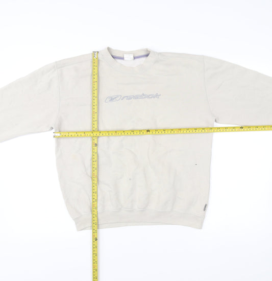 Reebok Boys Beige Pullover Sweatshirt 14 Years Logo Crew Neck Vintage