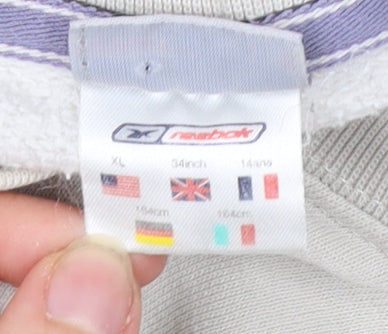 Reebok Boys Beige Pullover Sweatshirt 14 Years Logo Crew Neck Vintage