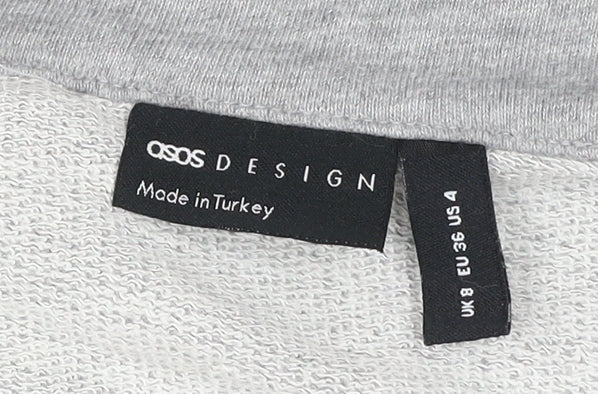 Additional view of ASOS DESIGN Women Grey, size 8, Pullover Sweatshirt 1/4 Zip Logo