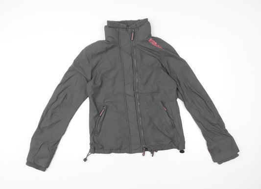 Superdry Women Grey M Windbreaker Jacket Lightweight Full Zip