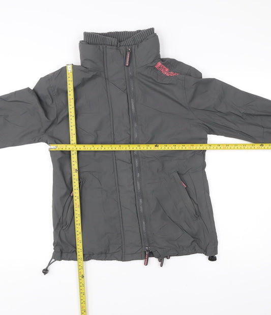 Superdry Women Grey M Windbreaker Jacket Lightweight Full Zip