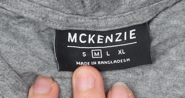 McKenzie Mens Grey Graphic Print T-Shirt Size M Short Sleeve Cotton