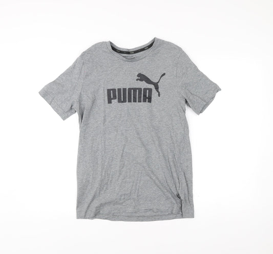 Puma Men's Grey Small Crew Neck Short Sleeve Sports Logo T-Shirt