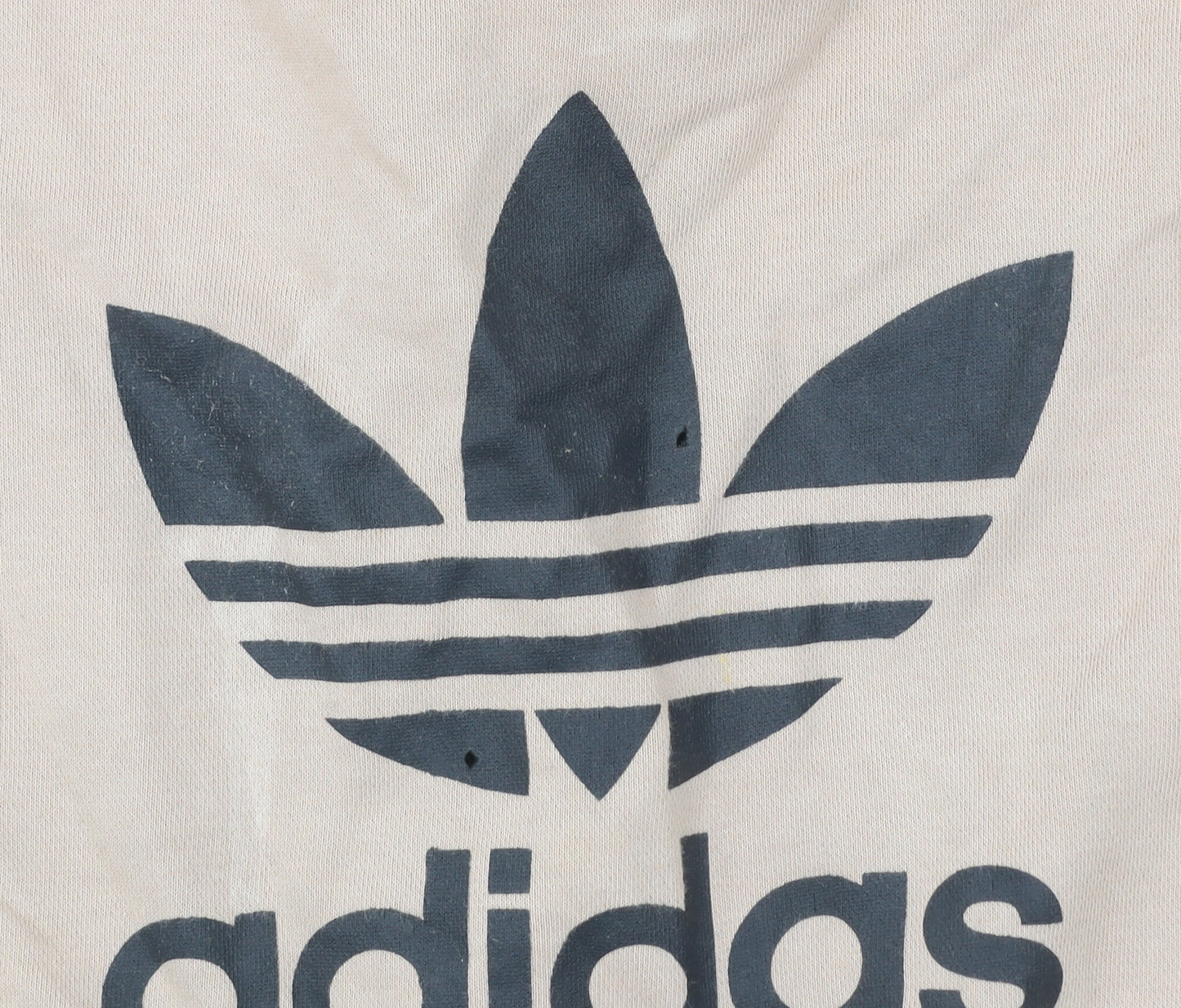 Adidas Womens Beige Sweatshirt Size 10 Crew Neck Pullover Logo Print