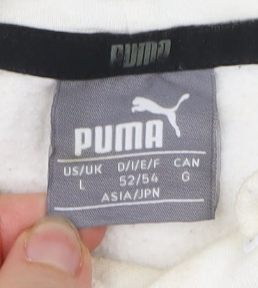 Puma Men's White Pullover Hoodie L Logo Graphic Sportswear