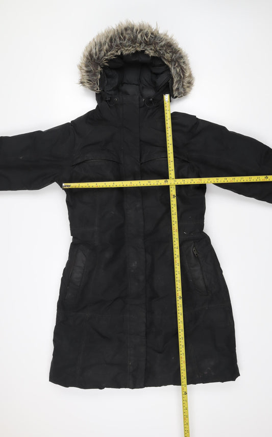 The North Face Womens Black Parka Coat S Hooded Faux Fur Trim Winter