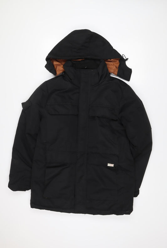 Lee Cooper Mens Black Polyester Hooded Parka Jacket Size M