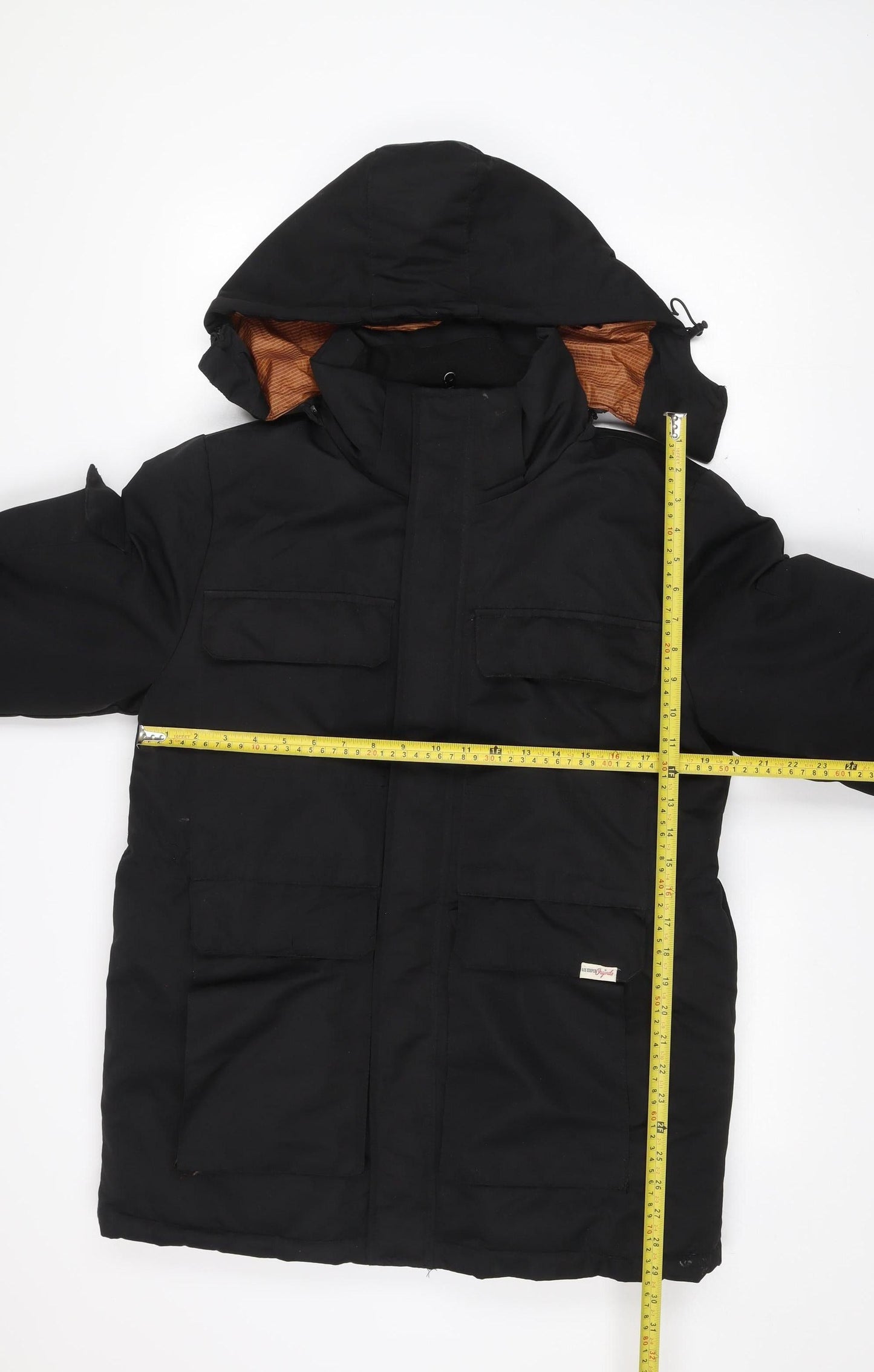 Lee Cooper Mens Black Polyester Hooded Parka Jacket Size M