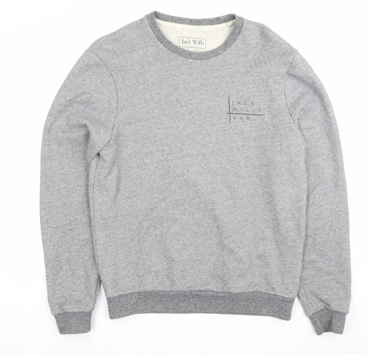 Jack Wills Men’s Grey Classic Fit Sweatshirt M Crew Neck Logo
