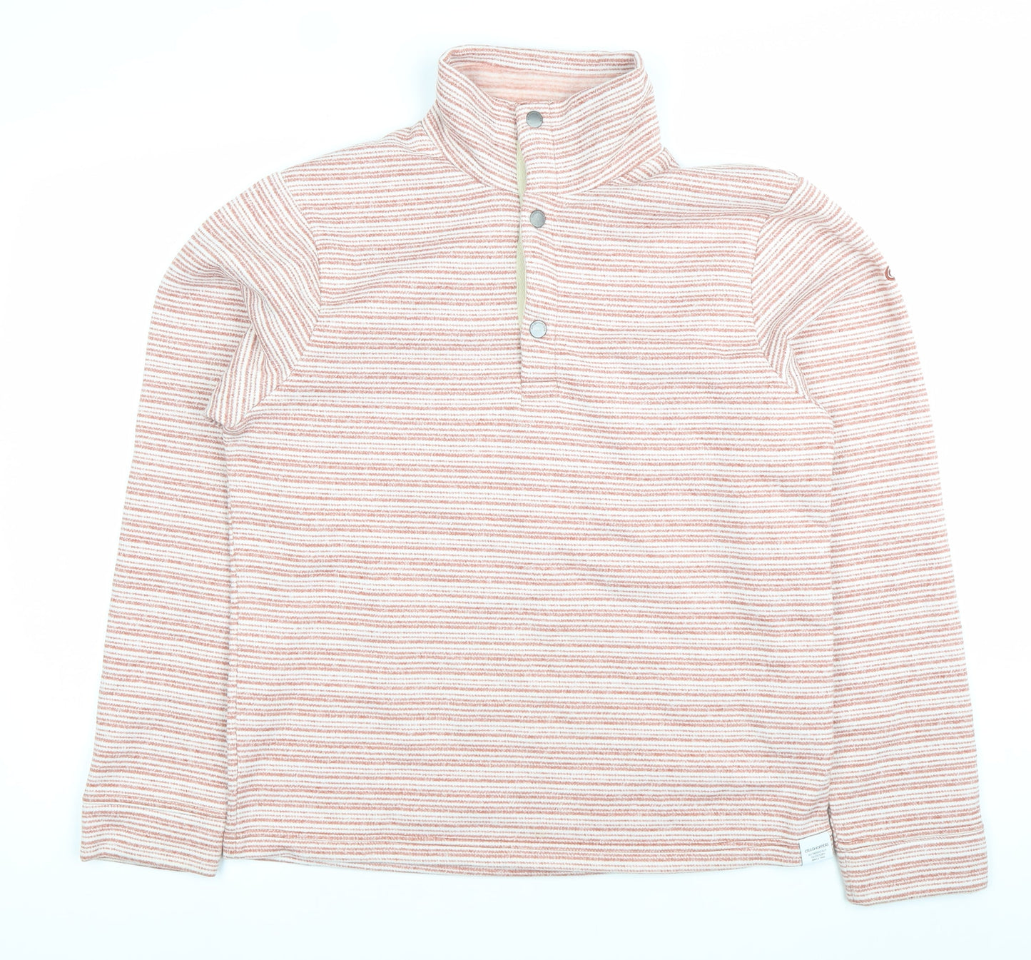Craghoppers Mens Pink Striped Henley Sweatshirt M High Neck Outdoor