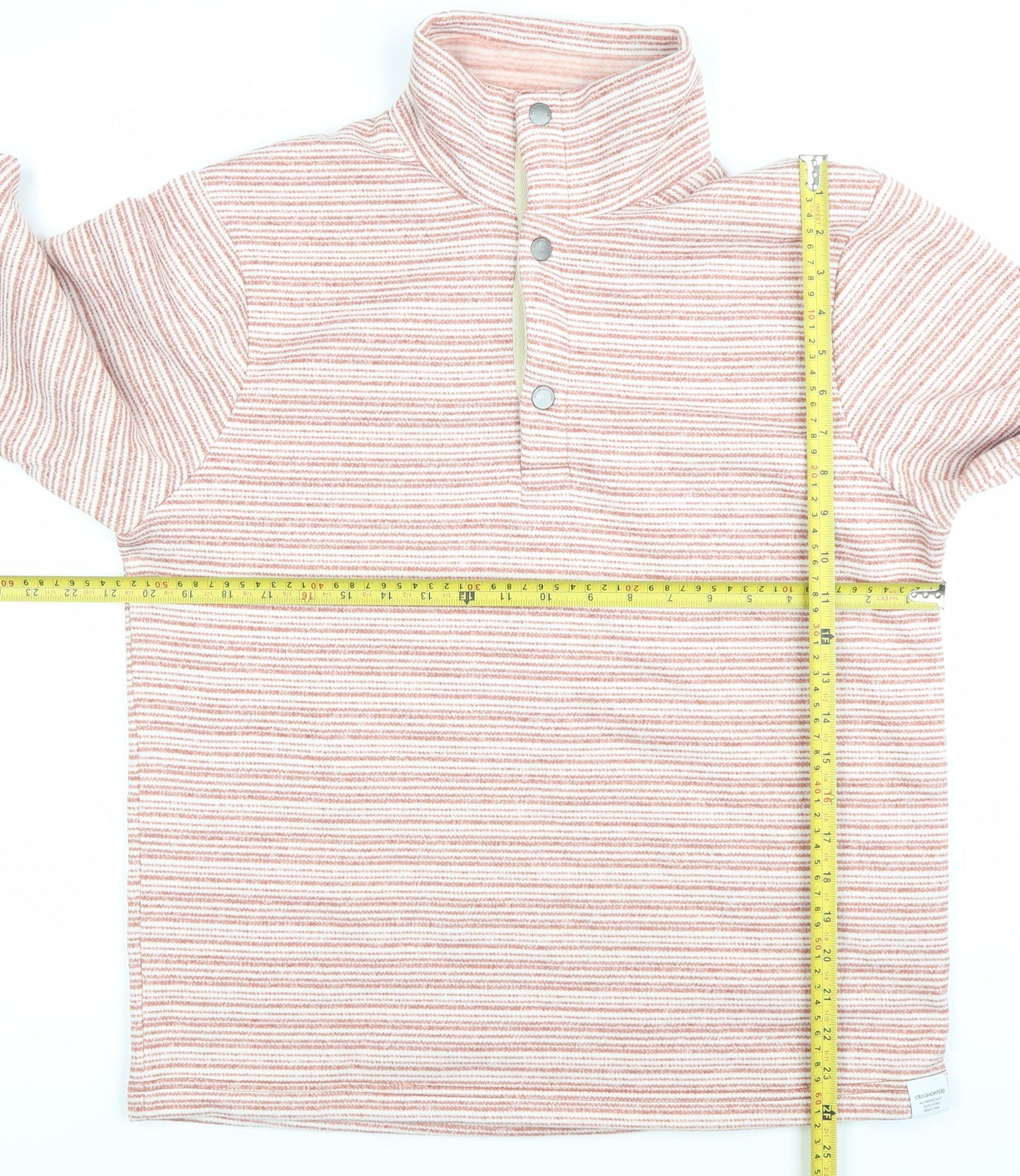 Craghoppers Mens Pink Striped Henley Sweatshirt M High Neck Outdoor