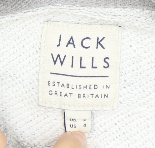 Jack Wills Womens Grey Hoodie Pullover UK 8 Cotton Blend Casual