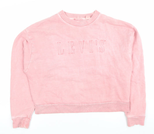 Levi's Womens Pink Embroidered Logo Pullover Sweatshirt XS