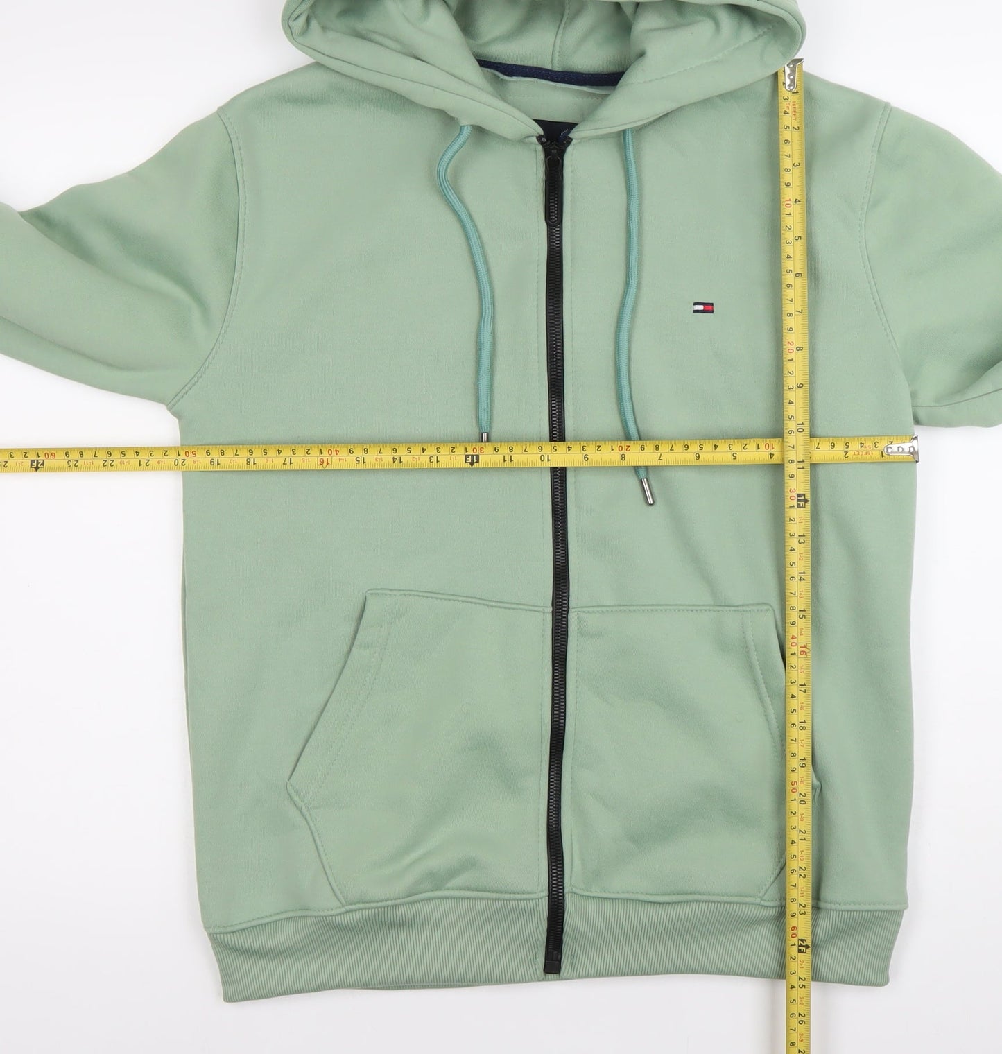 Tommy Hilfiger Men’s Green Full Zip Hoodie Sweatshirt S Regular Fit