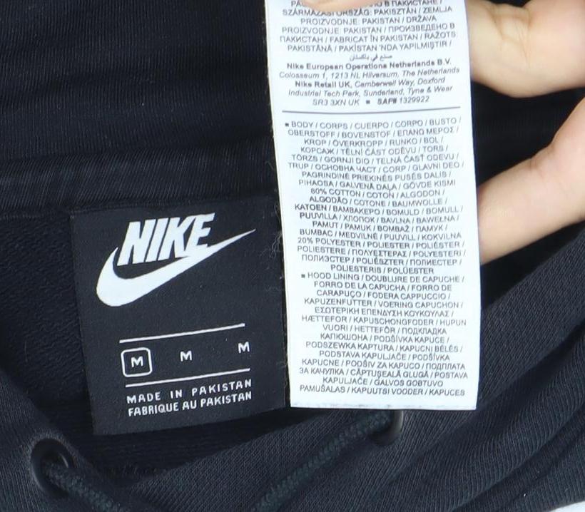 Nike Men's Black Pullover Hoodie M Logo Sportswear Fleece
