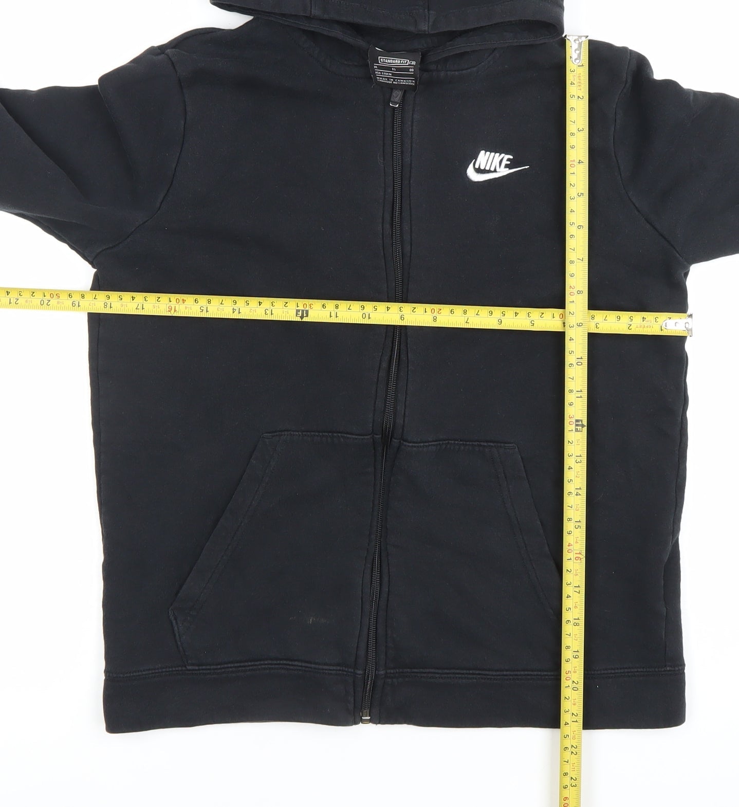 Nike Boys Black Full Zip Hoodie XL 158-170cm Standard Fit Logo