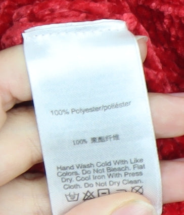 DKNY Womens Red Mock Neck Chunky Knit Pullover Jumper Size 14