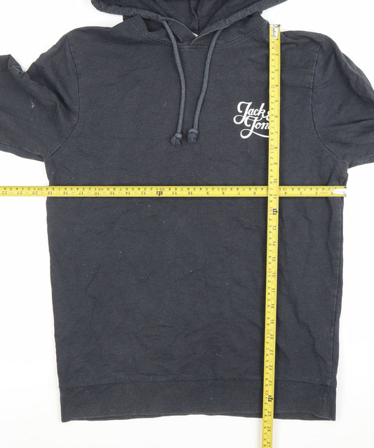 Jack & Jones Men’s Black Pullover Hoodie M Regular Fit Cotton Blend