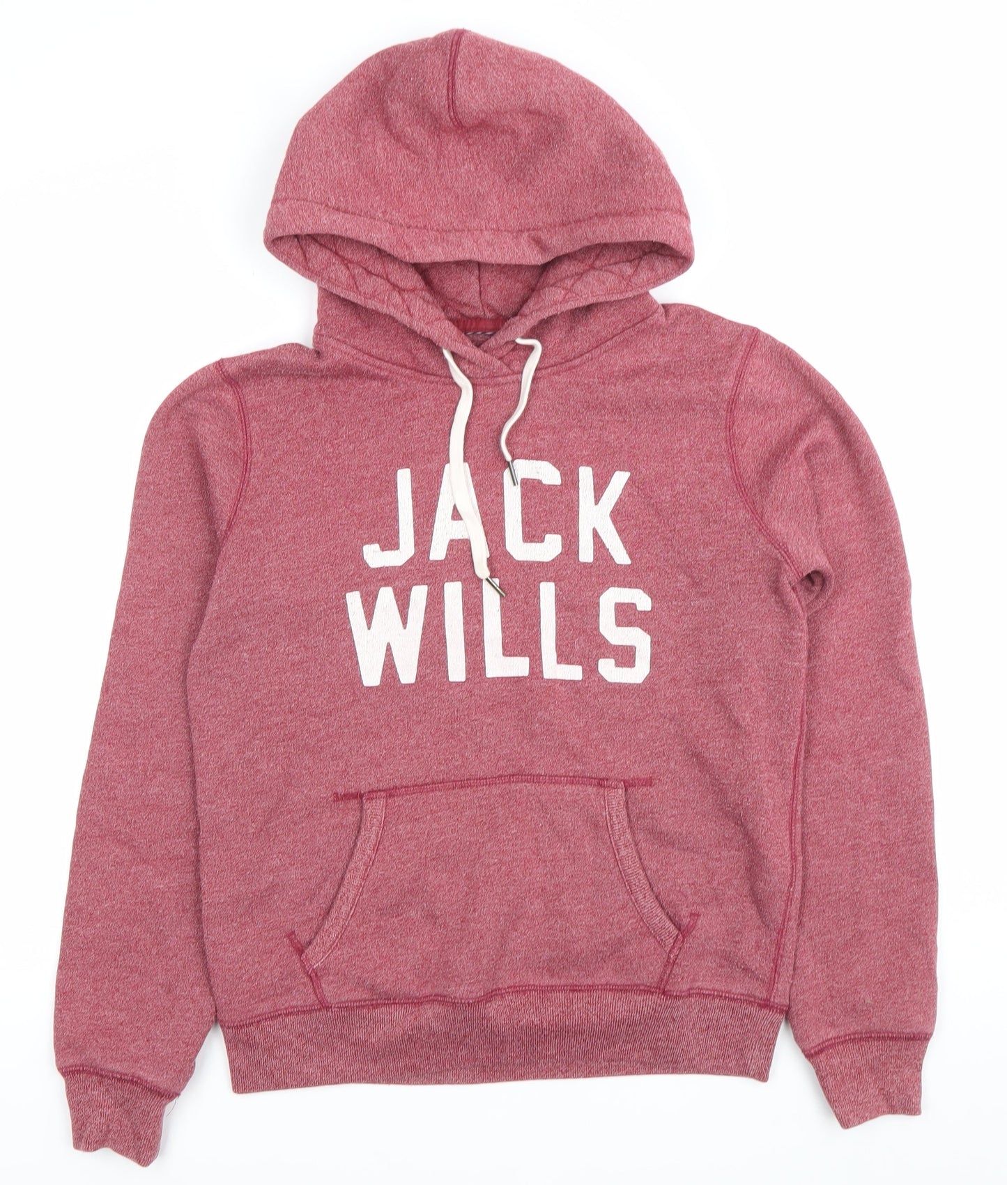 Jack Wills Womens Red Hoodie UK12 Pullover Cotton Blend Logo