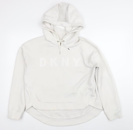 DKNY Women’s White Pullover Hoodie Size S Logo Sportswear