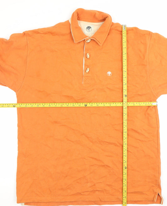 Fat Face Men’s Orange Cotton Collared Henley Sweatshirt Size L