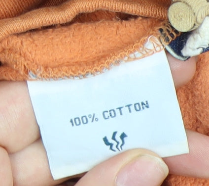 Fat Face Men’s Orange Cotton Collared Henley Sweatshirt Size L