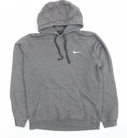 Nike Men’s Grey Small Pullover Hoodie Sweatshirt with Logo