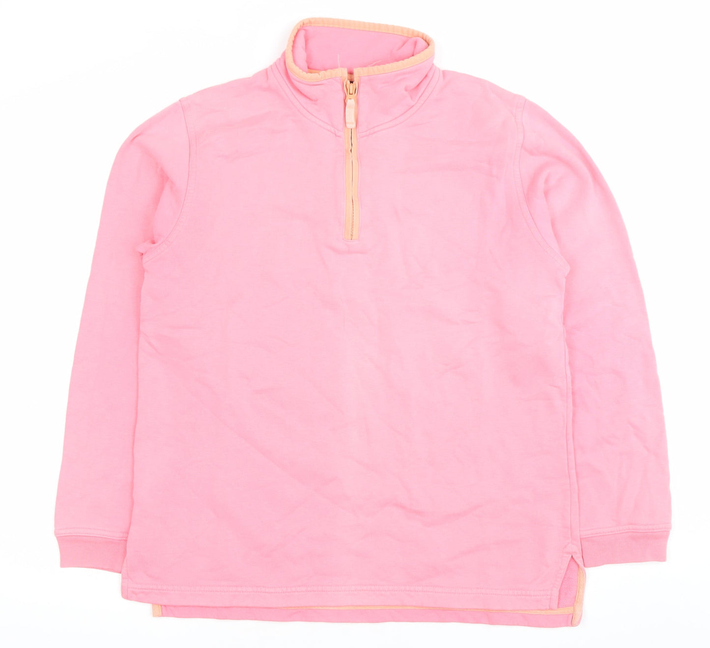Boden Womens Pink Pullover Sweatshirt M 1/4 Zip Long Sleeve Cotton