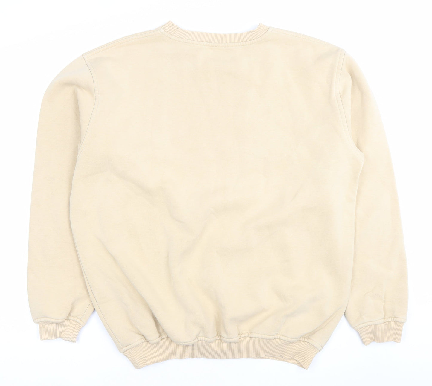 FILA Mens Beige Logo Sweatshirt L Pullover Crew Neck Casual