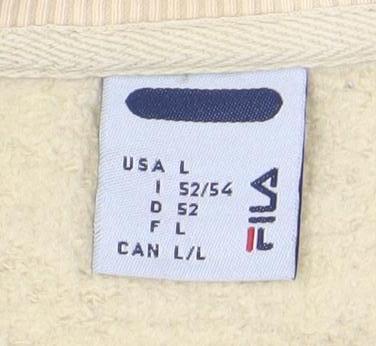 FILA Mens Beige Logo Sweatshirt L Pullover Crew Neck Casual