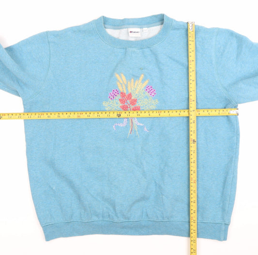 Damart Women’s Blue Embroidered Pullover Sweatshirt Size 12/14