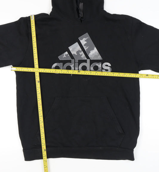 Adidas Mens Black Pullover Hoodie L Sports Training Graphic Logo