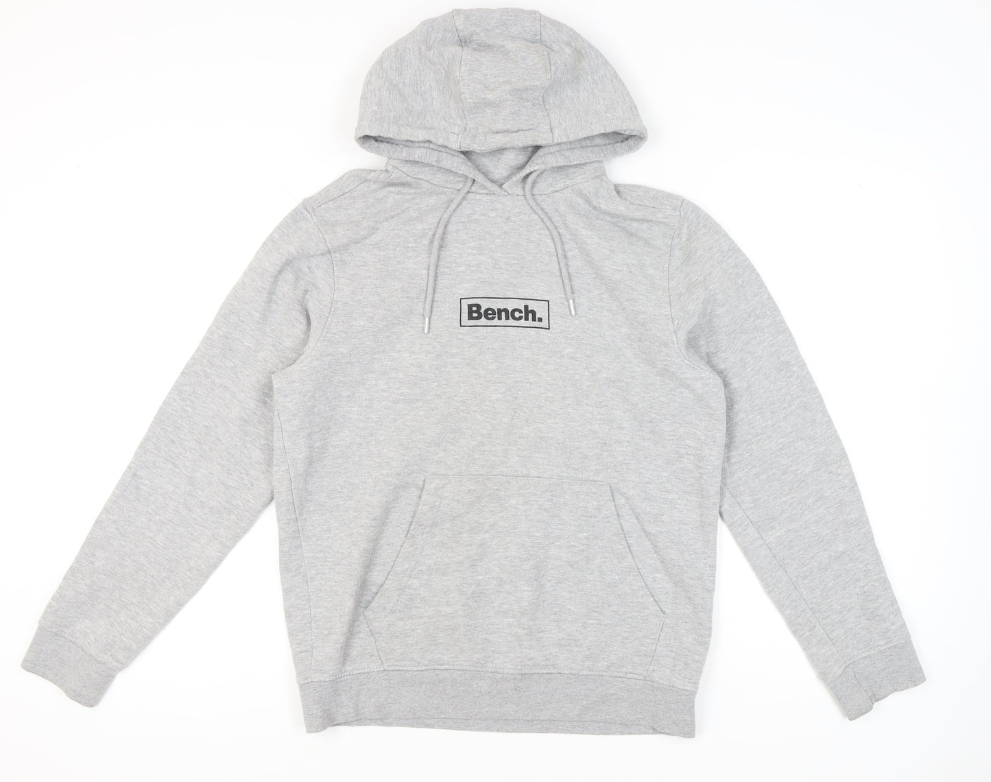 Bench Mens Grey Pullover Hoodie L Regular Fit Logo Sweatshirt