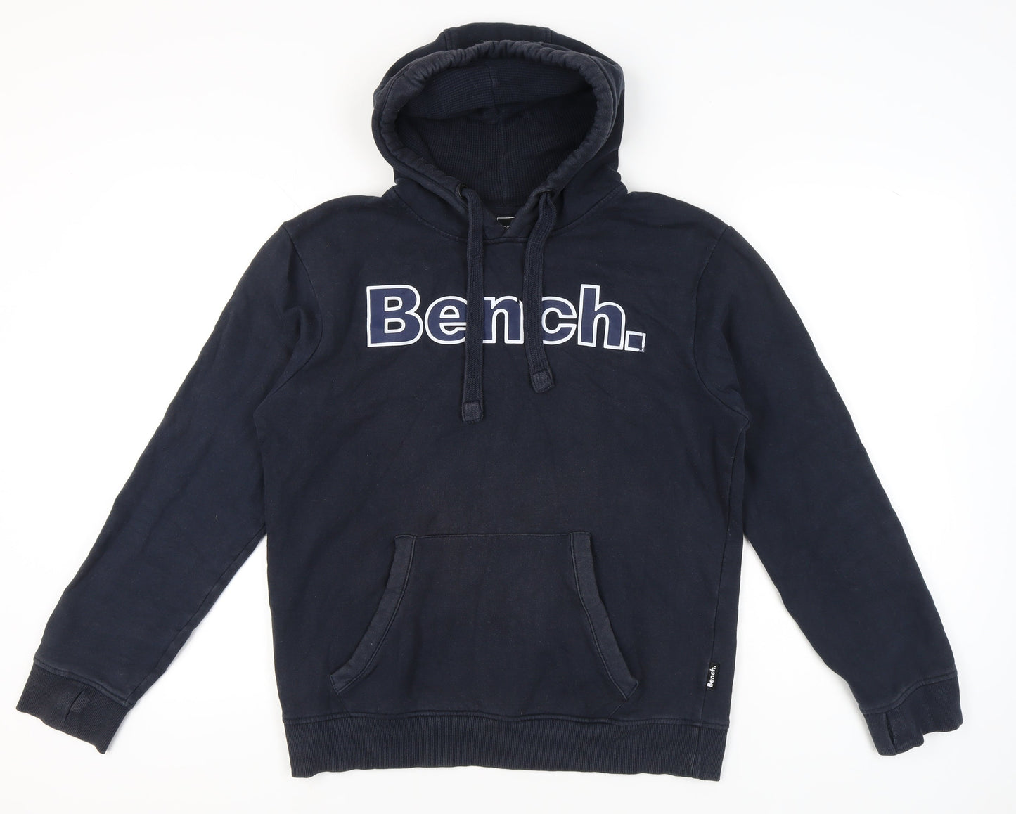 Bench Men’s Blue Pullover Hoodie L Logo Hooded Sweatshirt