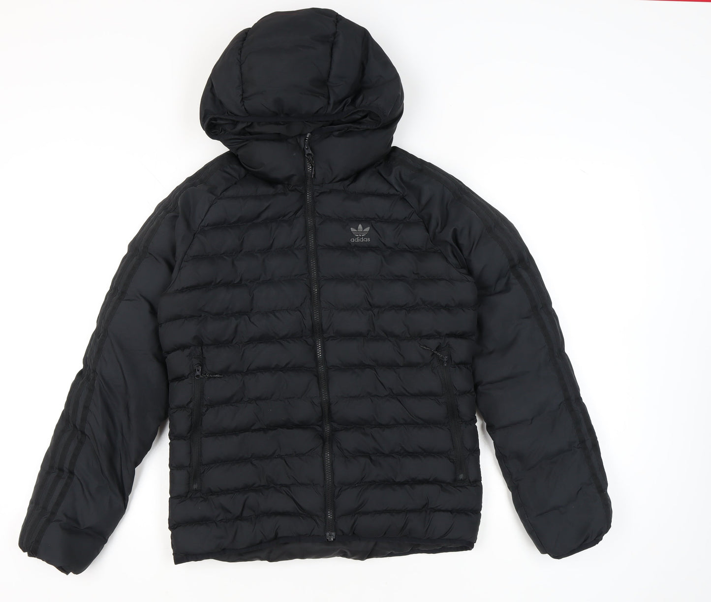 Adidas Womens Black XS Puffer Jacket Hooded Quilted Coat