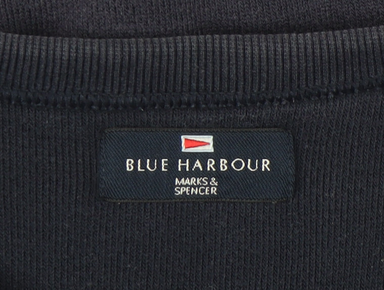 Marks and Spencer Blue Harbour Men's Dark Navy Sweatshirt M Regular Fit Crew Neck