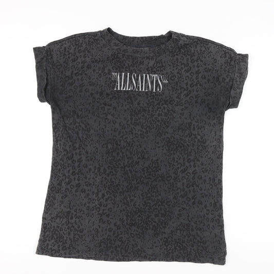 AllSaints Women’s Black XS Animal Print Cotton Graphic T-Shirt
