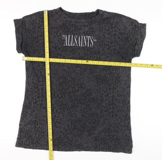 AllSaints Women’s Black XS Animal Print Cotton Graphic T-Shirt