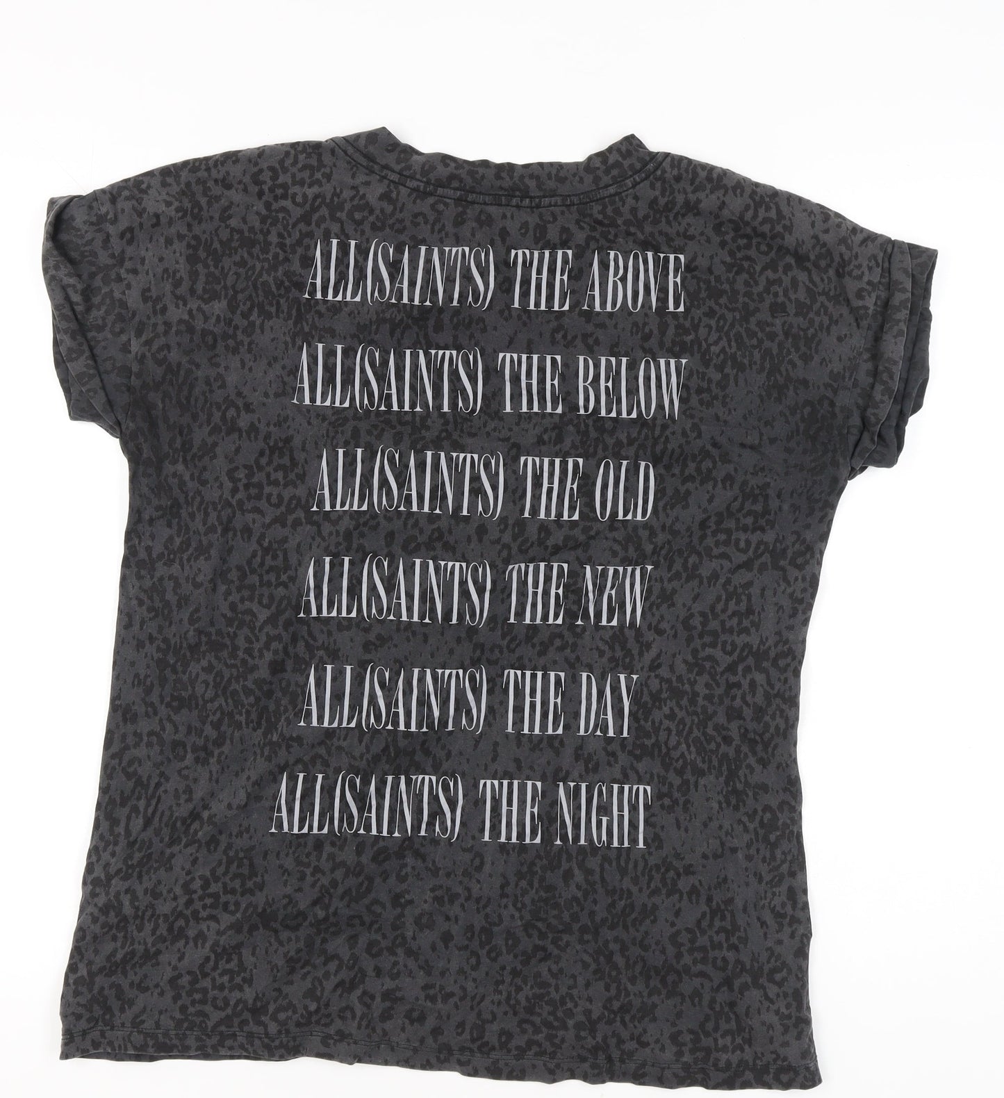 AllSaints Women’s Black XS Animal Print Cotton Graphic T-Shirt
