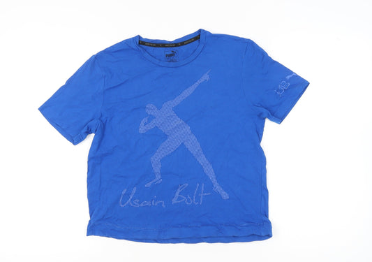 Puma Unisex Blue Graphic Usain Bolt T-Shirt Size S Casual Sports