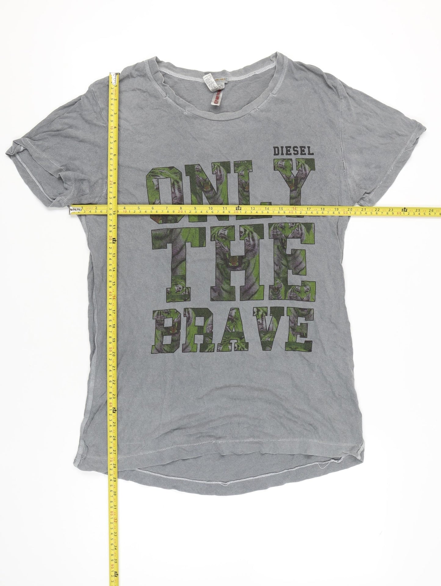 Diesel Men’s Grey L Graphic Print Cotton T-Shirt Crew Neck