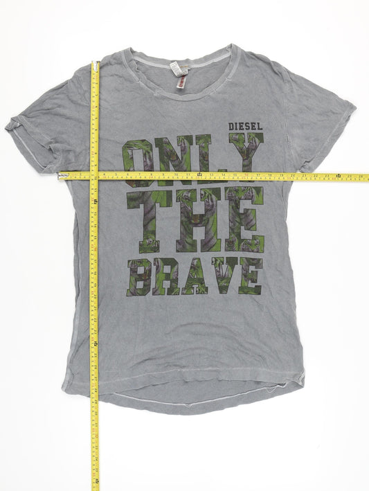 Diesel Men’s Grey L Graphic Print Cotton T-Shirt Crew Neck