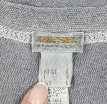 Diesel Men’s Grey L Graphic Print Cotton T-Shirt Crew Neck