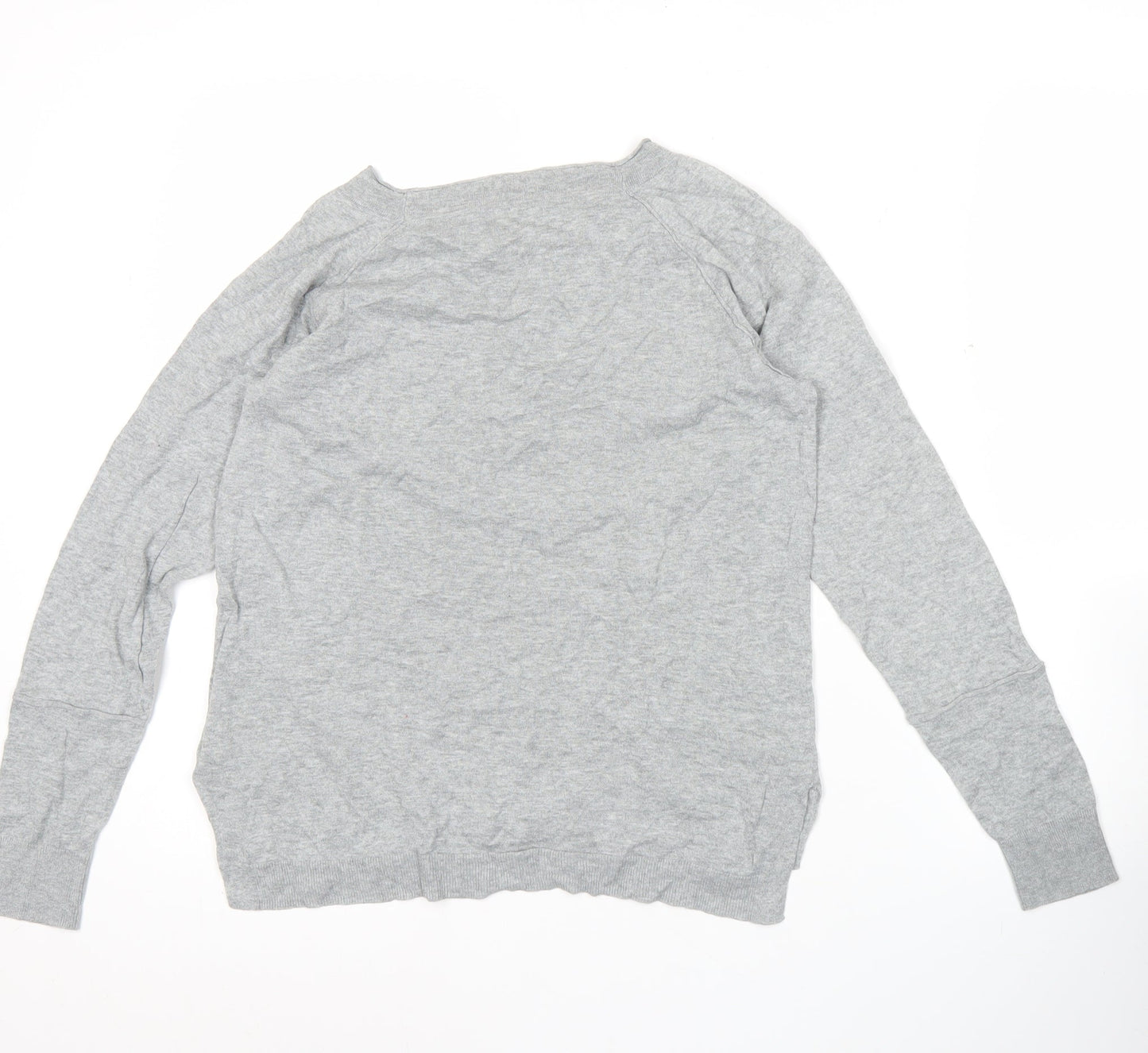 Boden Womens Grey Cotton Long Sleeve Crew Neck Top UK 10