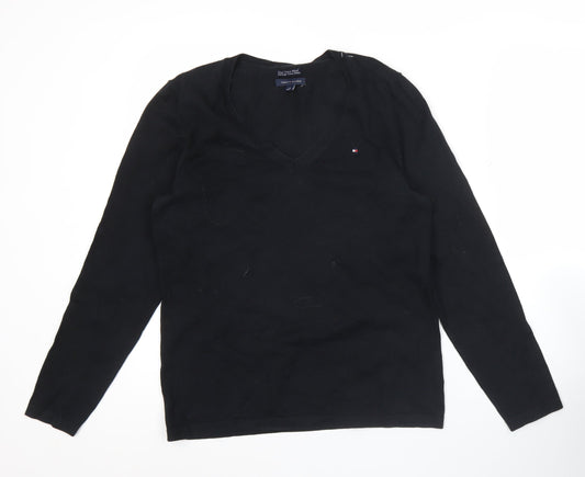 Tommy Hilfiger Women’s Black V-Neck Pullover Jumper L