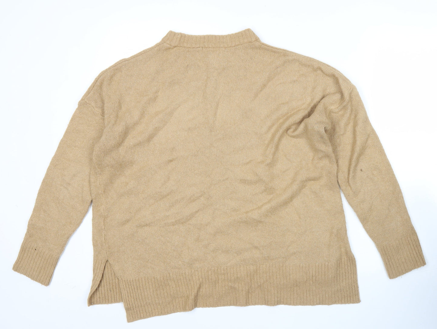 AllSaints Women’s Beige Merino Wool Mock Neck Jumper UK 8