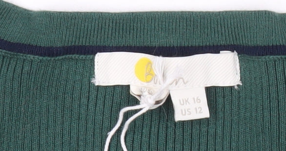 Boden Women’s Green Cotton V-Neck Cardigan Size 16 Long Sleeve Knit