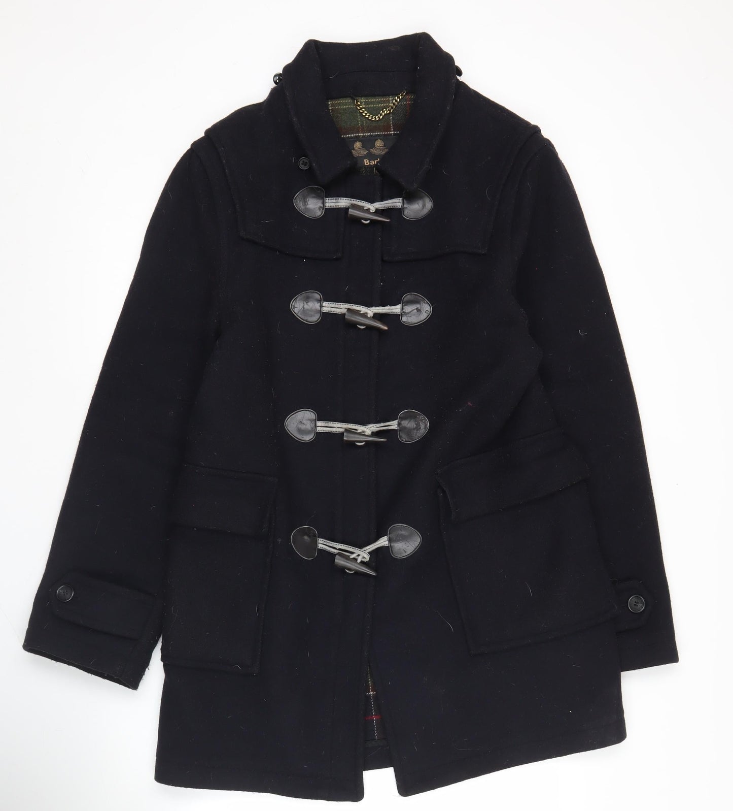 Barbour Womens Black Wool Duffle Coat UK 14 Mid-Length Toggle