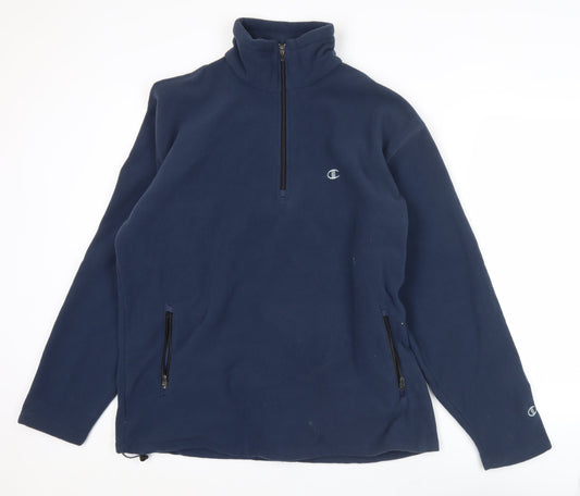 Champion Mens Blue Fleece Sweatshirt L High Neck Pullover