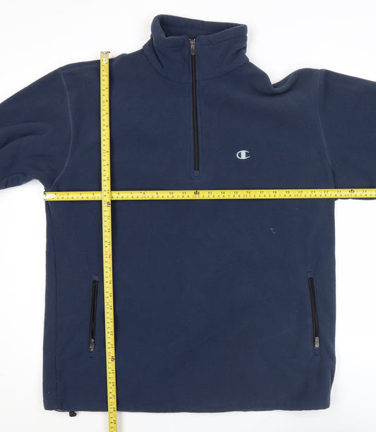 Champion Mens Blue Fleece Sweatshirt L High Neck Pullover